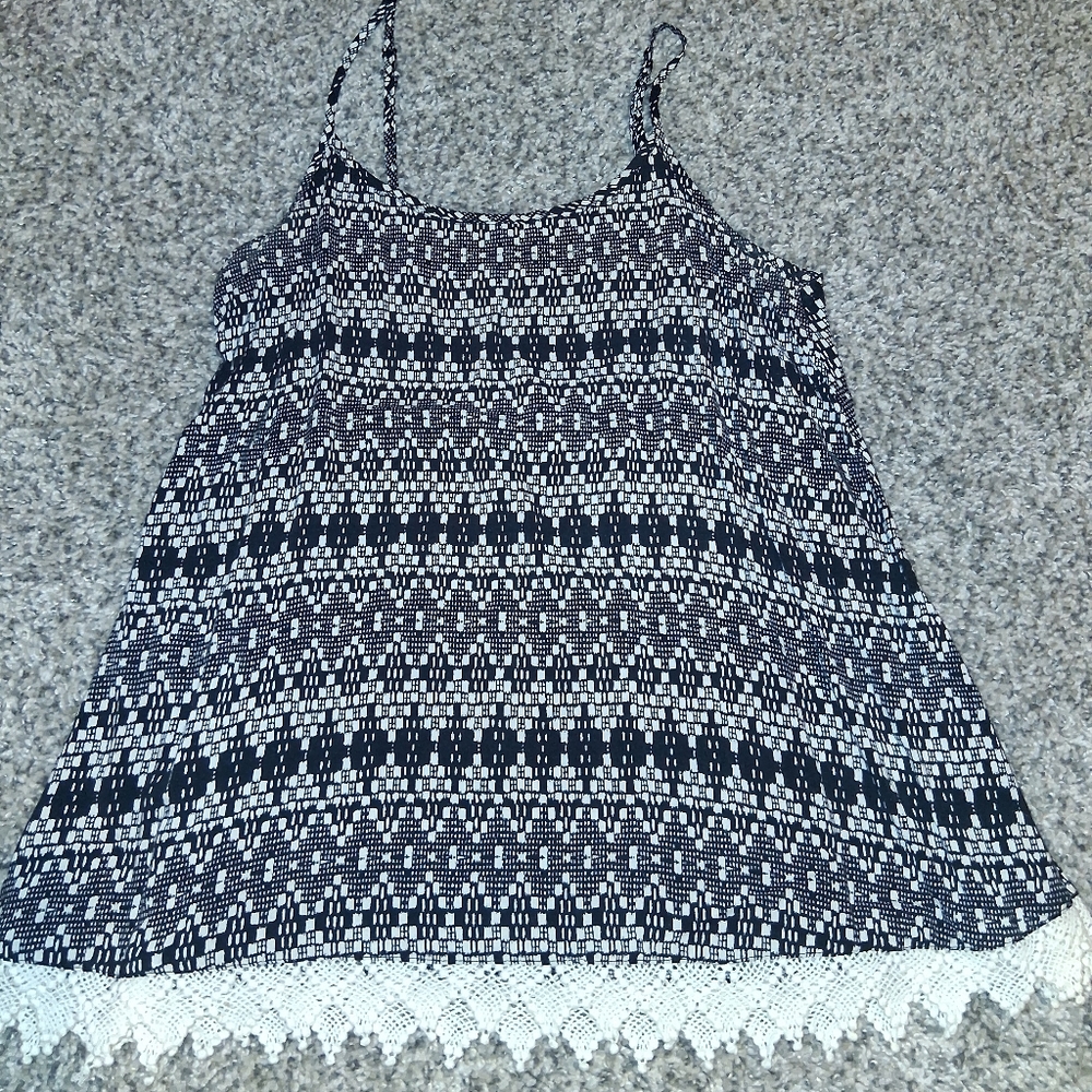 Black & White Summer Tank, Blouse, Size Small